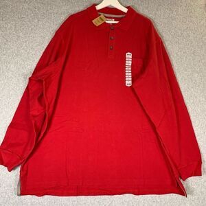 Duluth Men’s Size 3XL Long Sleeve Collared Polo Shirt Red Cotton 3 Button NWT